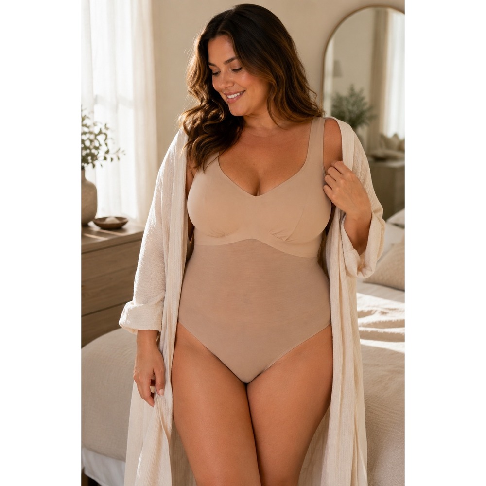 Honeylove LiftWear Wireless Tank‎ Bodysuit Sand Shapewear Smoothing 3X